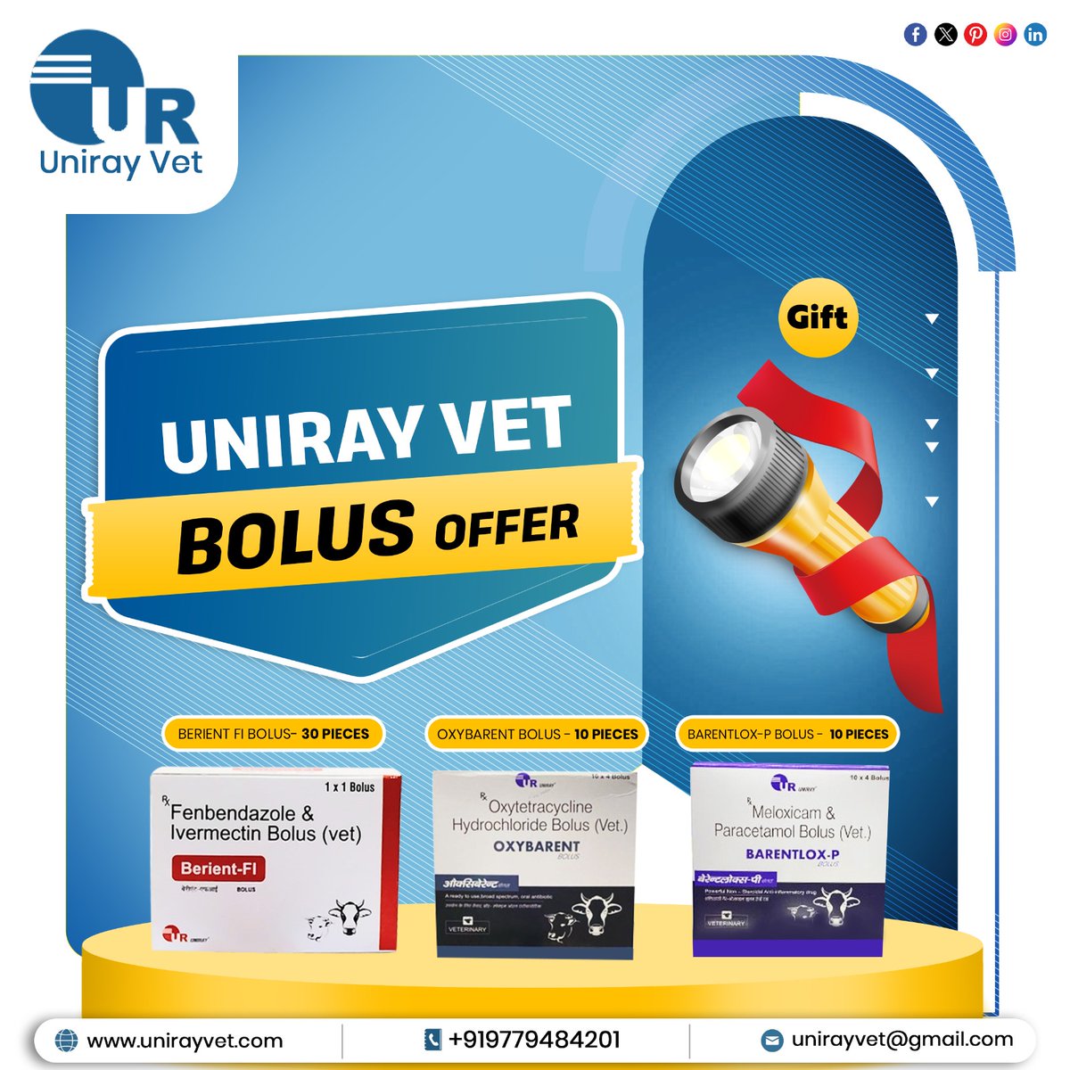 Introducing BERIENT FI BOLUS- 30PCS
OXYBARENT BOLUS-10PCS
BARENTLOX-P BOLUS - 10PCS (TORCH GIFT)
.
.
.
.
#unirayvet #veterinary #PCDPharmaFranchise #india #monopoly #animalhealthcare #ISOCertified #chandigarh #veterinaryproducts #feedsupplements