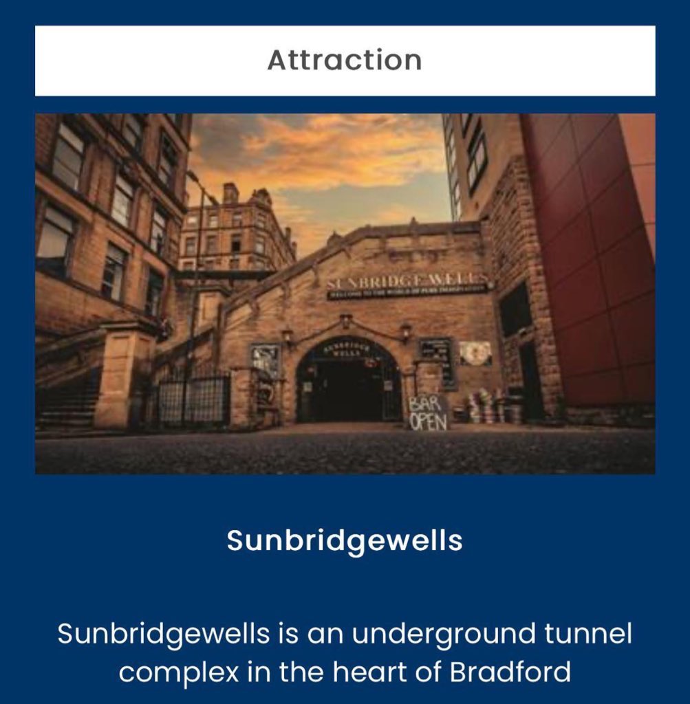 We are delighted to announce that we have been granted The Attraction title on the @visitBradford website!

Read more about our history and your history over the website!

SunbridgeWells: Proud to be Bradford!

visitbradford.com/things-to-do/s…

#bradford #bcafc #cityofculture2025