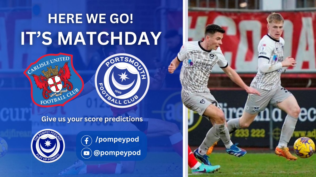 Bottom v Top - What's your score prediction?

#carlisleunited vs #Pompey
