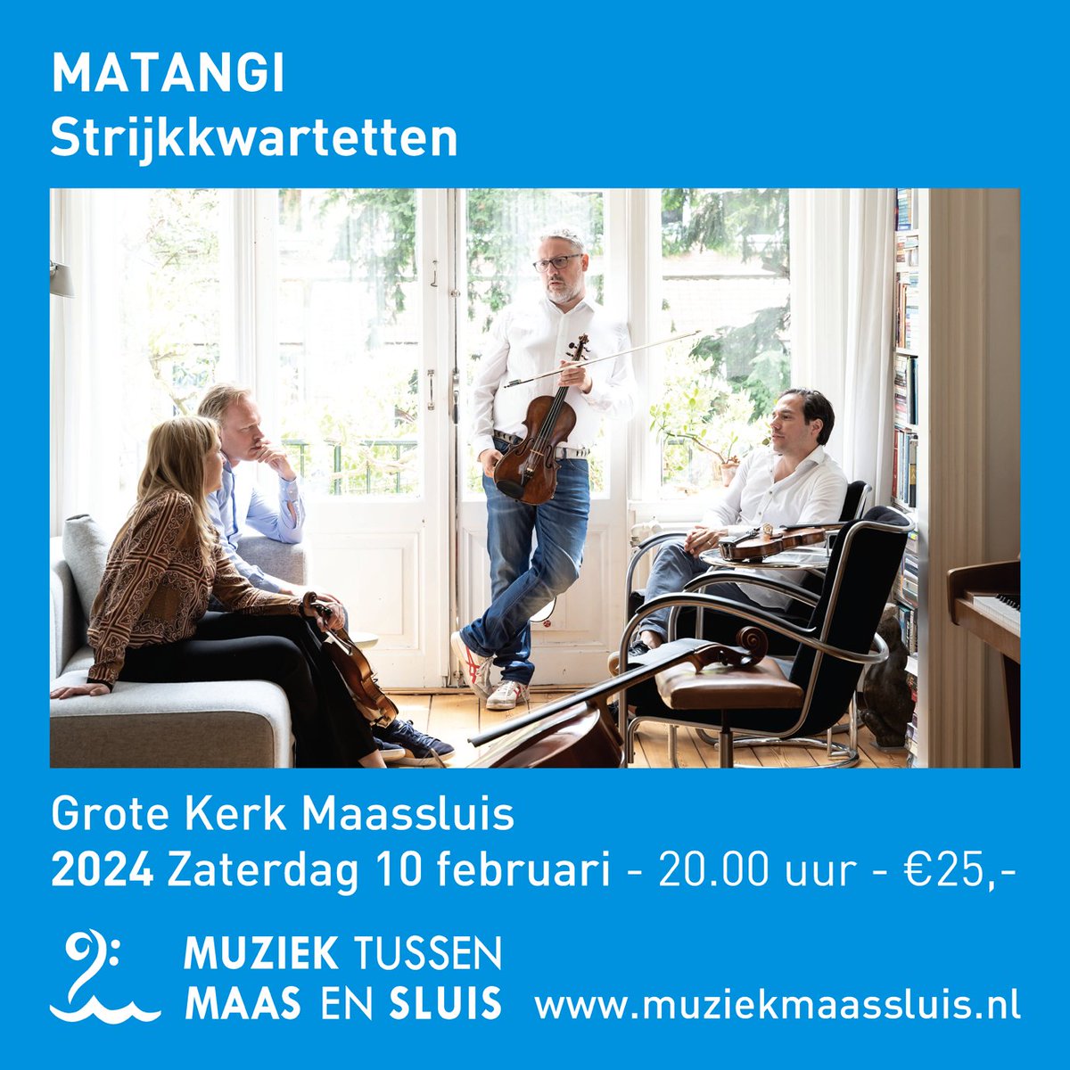 Vanavond om 20:00 uur concert door het Matangi Quartet in de Grote Kerk te Maassluis. O.a. strijkkwartetten van Beethoven en Dvorák.

Meer info en online tickets via muziekmaassluis.nl/strijkkwartett…

#maassluis #beethoven #dvorak #strijkkwartet #klassiekemuziek <a href="/MatangiQuartet/">Matangi Quartet</a>