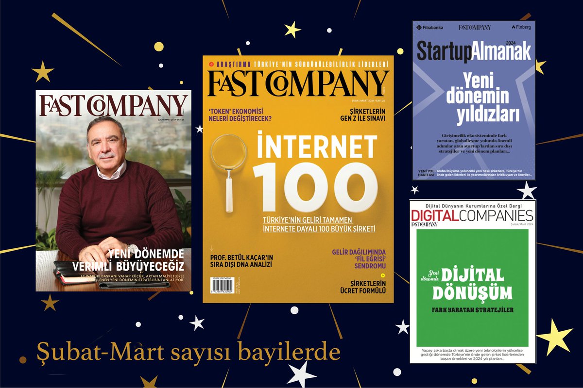 FastCompanyT's tweet photo. Yeni Sayımız Bayilerde!
#İnternet100
#SürdürülebilirlikLiderleri50
#StartupAlmanak
#DigitalCompanies özel dergisi https://t.co/CE6W0ZYq5w