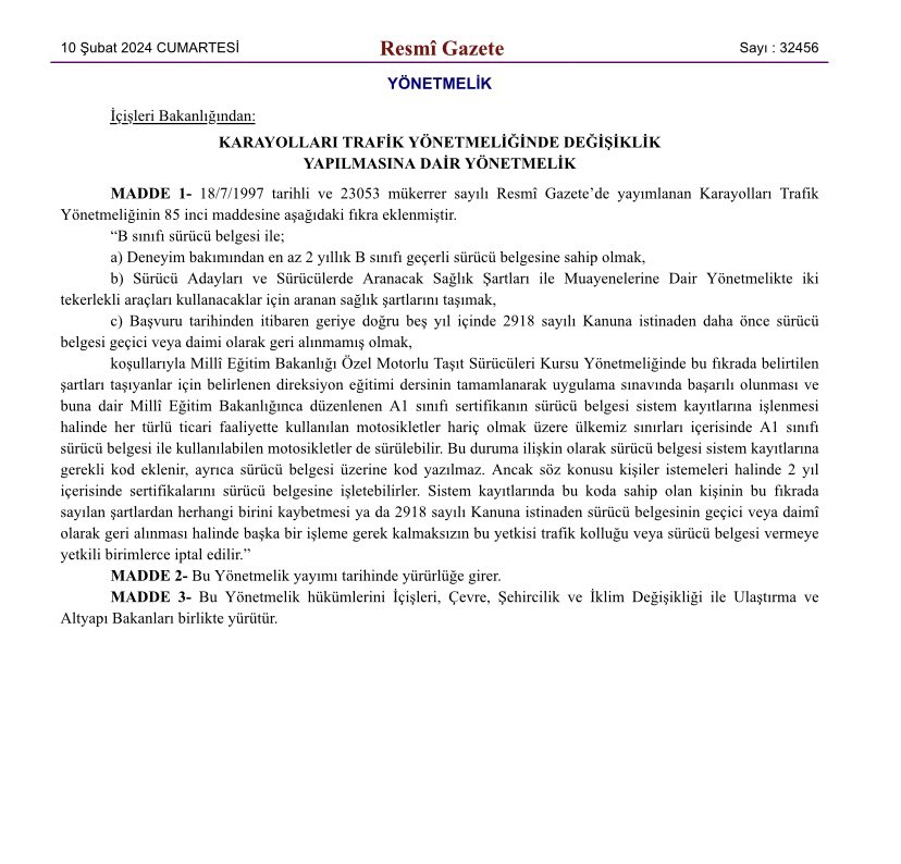 Süre daha az
Ücret yarıyarıya düşüyor
Ehliyet değişmediği için 3.500 TL masraf da yok

Hayırlı olsun

Eğitim güvenli sürüşün anahtarı, lütfen kurallara uyalım