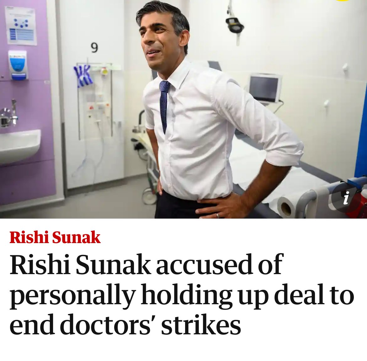 When doctors strike again in two weeks, please remember that Rishi Sunak could end the dispute right now. But he chooses not to. Doctors just want the same pay they got in 2010. Is that really too much to ask? Please RT if you remain behind them. theguardian.com/politics/2024/…