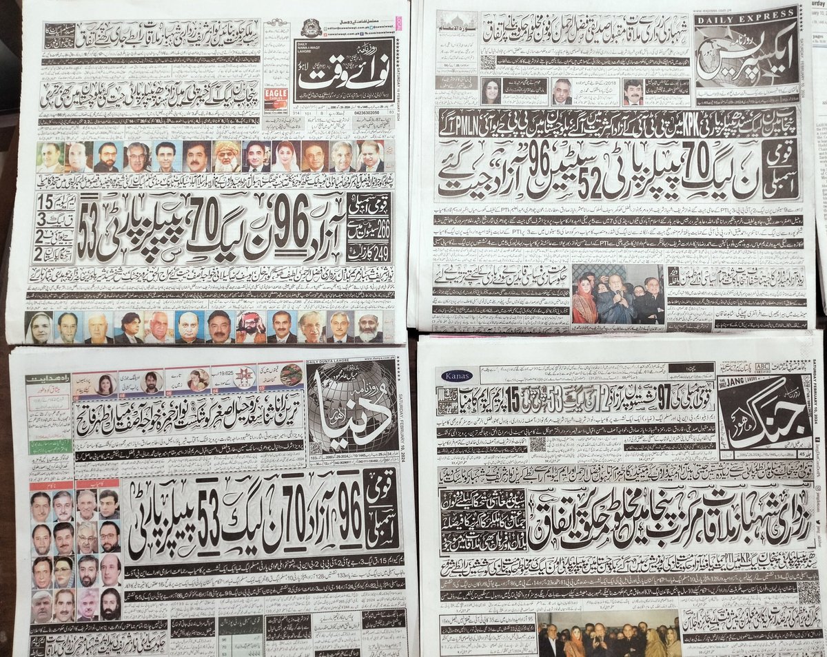 HafsaJaved226's tweet photo. That's how Today's national paper covered the #ResultUpdate
🇵🇰🇵🇰
#Media_Spotlight #Mediainaction
#GeneralElections2024 #GeneralElectionN0W #ElectionResult #Elections2024Pakistan #ElectionResults2024 #Elections #PakistanElection #PakistanElection2024 #PakistanZindabad #media
👍🙂 https://t.co/mfFwFGFY5d