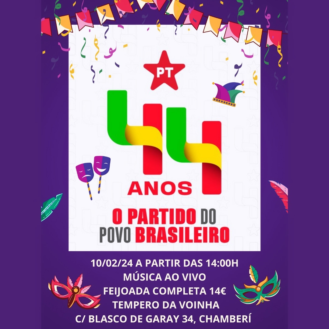 Chegou o grande dia! Te esperamos, vai ter feijoada e muito carnaval! 🎉🎭🪇🕺💃 @pt