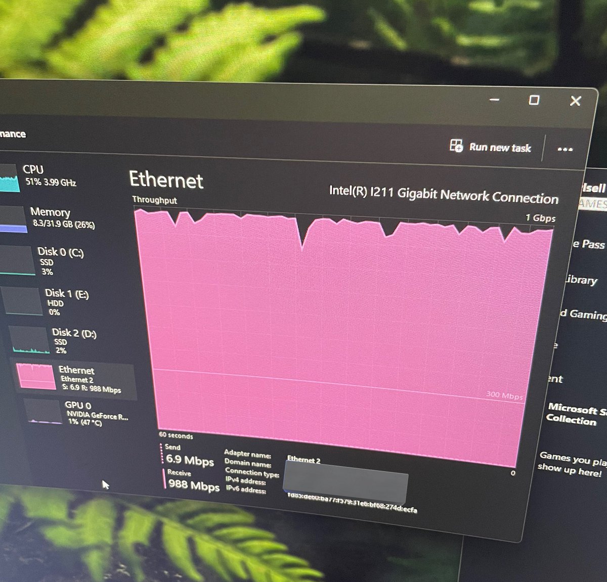 CucumberError's tweet image. Just downloading a game. The limiting factor is the gigabit network card in my gaming computer. 

Maybe it’s time for a ‘faster than gigabit’ solution for it.