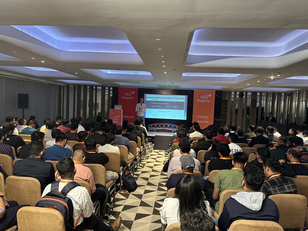 Right now on stage at #mm24in is our own @vinaikopp talking about <a href="/mage_os/">Mage-OS</a>, where we are at and where we are going!