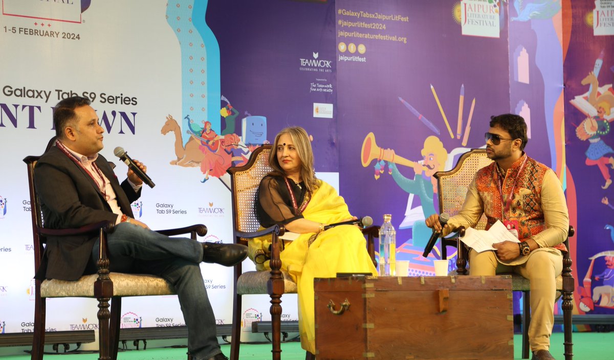SatyarthNayak's tweet photo. #JLF2024 Thought provoking mytho sessions... Catching up with old author friends... Making new ones from across the globe... Rajwada feasts & dazzling receptions... @JaipurLitFest was all that and more!
#ClarksAmer 🦚 #Mahagatha 🦚 #HarperCollins 🦚 #Crossword https://t.co/3DOWTkgi0e
