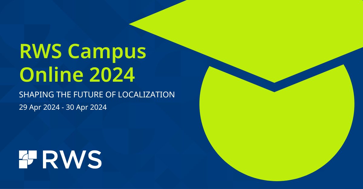 RWSGroup's tweet photo. We are happy to announce that #RWSCampus Online is back in 2024!

Register to join our popular online event on April 29 and 30 to explore future careers in the #localization industry: https://t.co/47cmjcwW3H

#L10n #Careers #LocalizationCareers #Language #LanguageStudents https://t.co/vIHrteHXrN