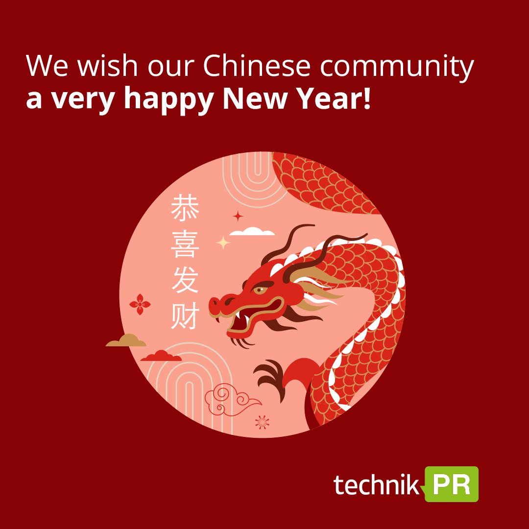 technikPR's tweet photo. Happy Chinese New Year! The year 2024 is characterised by the dragon. In Chinese culture, it symbolises luck, courage and a sense of innovation and new ideas, which we wish all our contacts and business partners. 🐉🎉🫶 https://t.co/2D5hSOxW8E