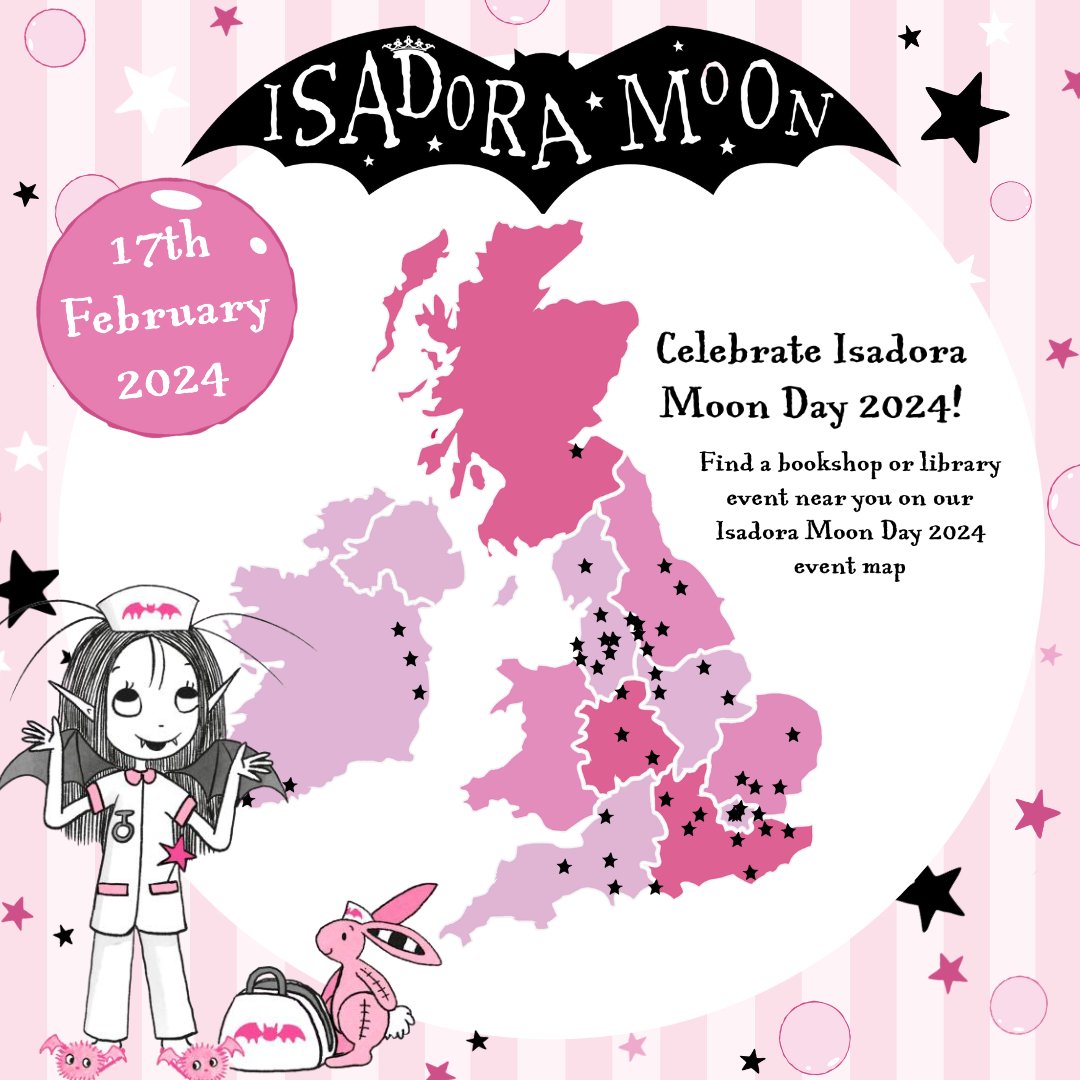 OxfordChildrens's tweet photo. 💖 ISADORA MOON DAY 2024 - ONE WEEK TO GO 💖
Find a bookshop or library event near you, using our Isadora Moon Day 2024 event map! ✨ https://t.co/h5RlqhD9s0 https://t.co/hNZaUoIMSn