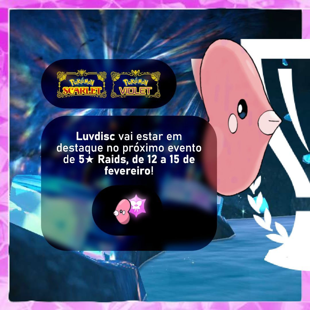 Este Pokémon adorável em forma de coração é muitas vezes dado como presente ou usado para expressar sentimentos de amor. ❤️ É por natureza brincalhão e traz alegria a aqueles que o encontrão! 🥰 

#pokemon #pokemonscarletviolet #luvdisc #fairyteraraid