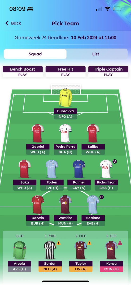 RhunEdwards's tweet photo. @ZhouFPL @OfficialFPL @premierleague This is my team currently https://t.co/WLuCxErRcb