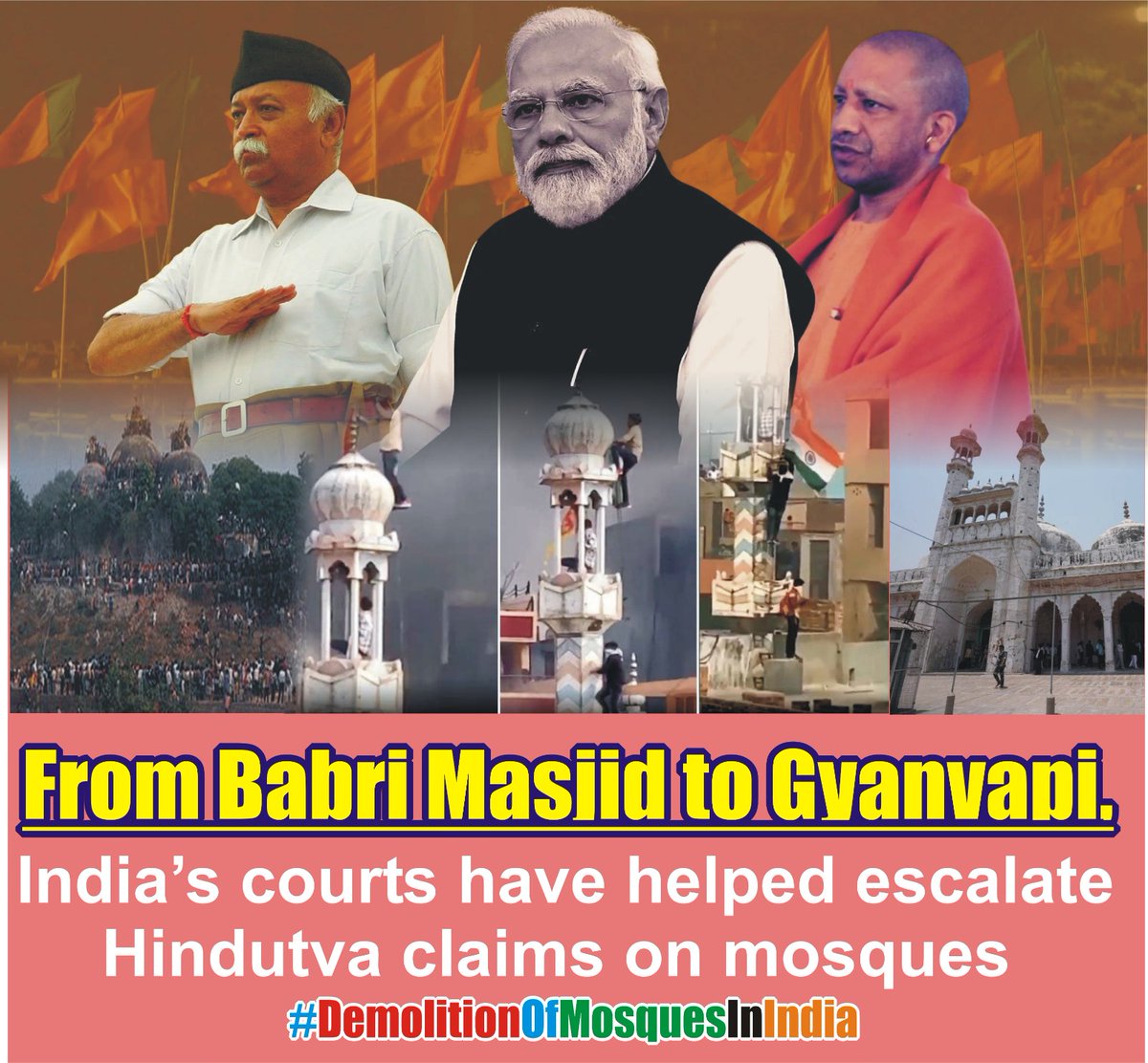 ⭕   *After Babri Masjid, Hindutva hordes seek to raze several other mosques including Gyanvapi Masjid in India*
#DemolitionOfMosquesInIndia #muslim #dargah #mosque #lovejihad #hatespeech #HinduExtremist #HinduSupremacist #HinduNationalist #HinduMilitant #BajrangDal