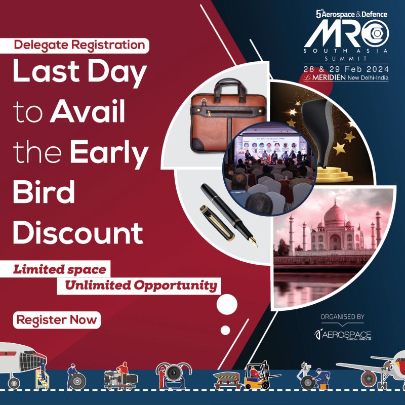 MROSouthAsia's tweet image. Unlock the Future of Aviation: Register Now for the 5th @MROSouthAsia Summit 2024!

Join the Aerospace Media Group at the 5th MRO South Asia Summit 2024, at Le Meridien, New Delhi on February 28-29, 2024 

Register as Delegate: mrosouthasia.com/register/deleg…
 
#MROSA2024 #MROevents2024