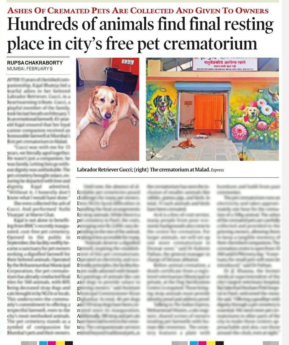OFF-BEAT: Devastated by Gucci's recent passing, Kajal found solace in BMC's first cost-free #pet #crematorium, Malad. From dogs to rabbits, 560 animals hv received dignified farewells. Most are stay animals. Owners also collect ashes for Asthi Visarjan. 🐾 indianexpress.com/article/cities…