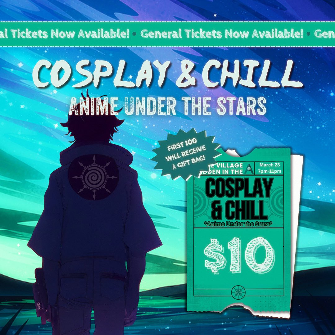 ⭐️✨Early Bird tickets are SOLD OUT, but be among the FIRST 100 attendees to snag our General Admission tickets for only $10 and receive an exclusive goody bag!🛍️

Click the link in our bio!🌙✨

#CosplayAndChill #ATLANTA
#AnimeUnderTheStars #TVHITA #Tickets #Otaku #AnimeEvent