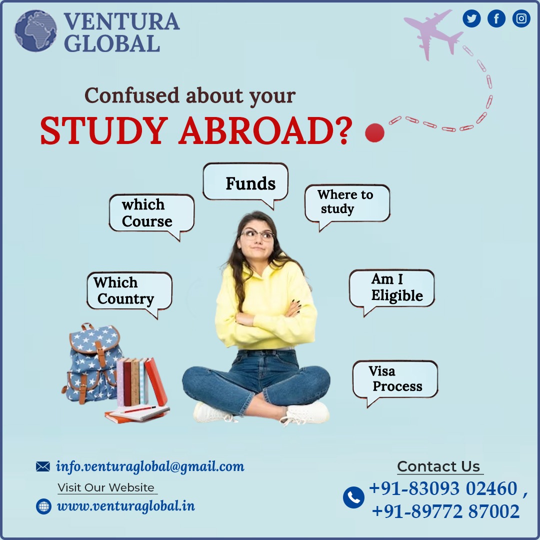 Confused about your
𝐒𝐓𝐔𝐃𝐘 𝐀𝐁𝐑𝐎𝐀𝐃?
𝐂𝐨𝐧𝐭𝐚𝐜𝐭 :   +91 83093 02460
​🇪​​🇲​​🇦​​🇮​​🇱​ ⦂      info@venturaglobal.in 
#studyabroad #abroadstudies #IELTScoaching #venturaglobal
#bestieltscoaching #ieltstraining #bestadmissionguidance
