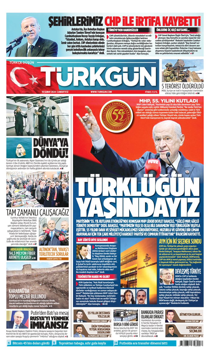 Gazetemizin 10 Şubat 2024 Cumartesi baskısını inceleyebilirsiniz... #Türkgün #turkgungazetesi