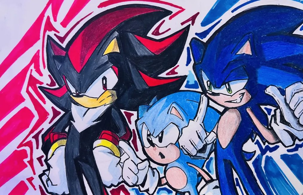 BGunvolt's tweet photo. Tenia muchas ganas de hacer algo asi con el ''Sonic X Shadow Generations'' XD (El Sonic moderno quedo algo extraño)
#Sonic #ShadowTheHedgehog #fanart https://t.co/4XL7aoGrkM