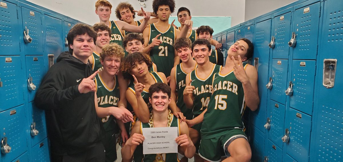 Congratulations to Ben Manley for scoring 1,501 points for his varsity career. Placer finished 24-4 on the season with their win at Oakmont tonight.