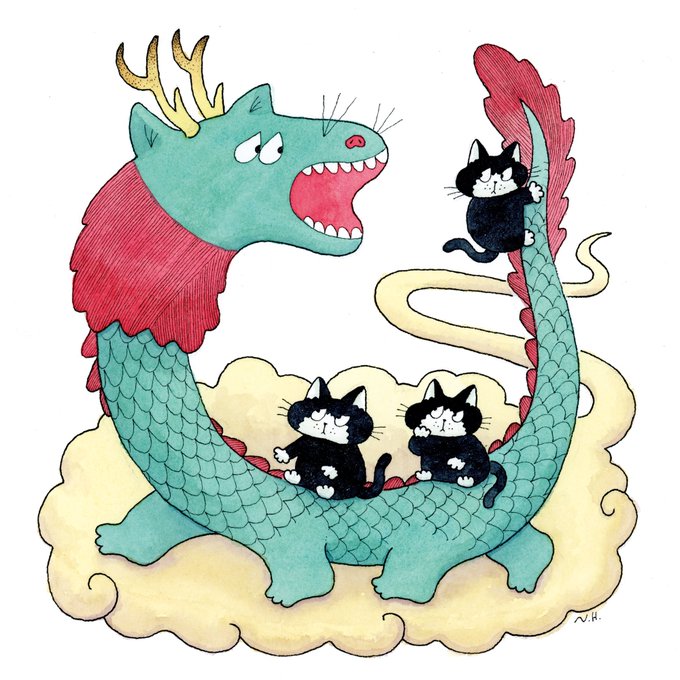 「closed eyes eastern dragon」 illustration images(Latest)