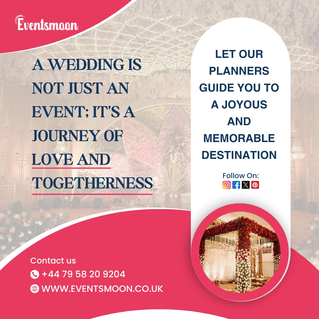 A Wedding is not just an Event; it's a journey of love and togetherness

Let our planners guide you to a joyous and memorable destination

#eventsmoonuk #eventmanagementuk #eventplanneruk #weddingplanneruk #London