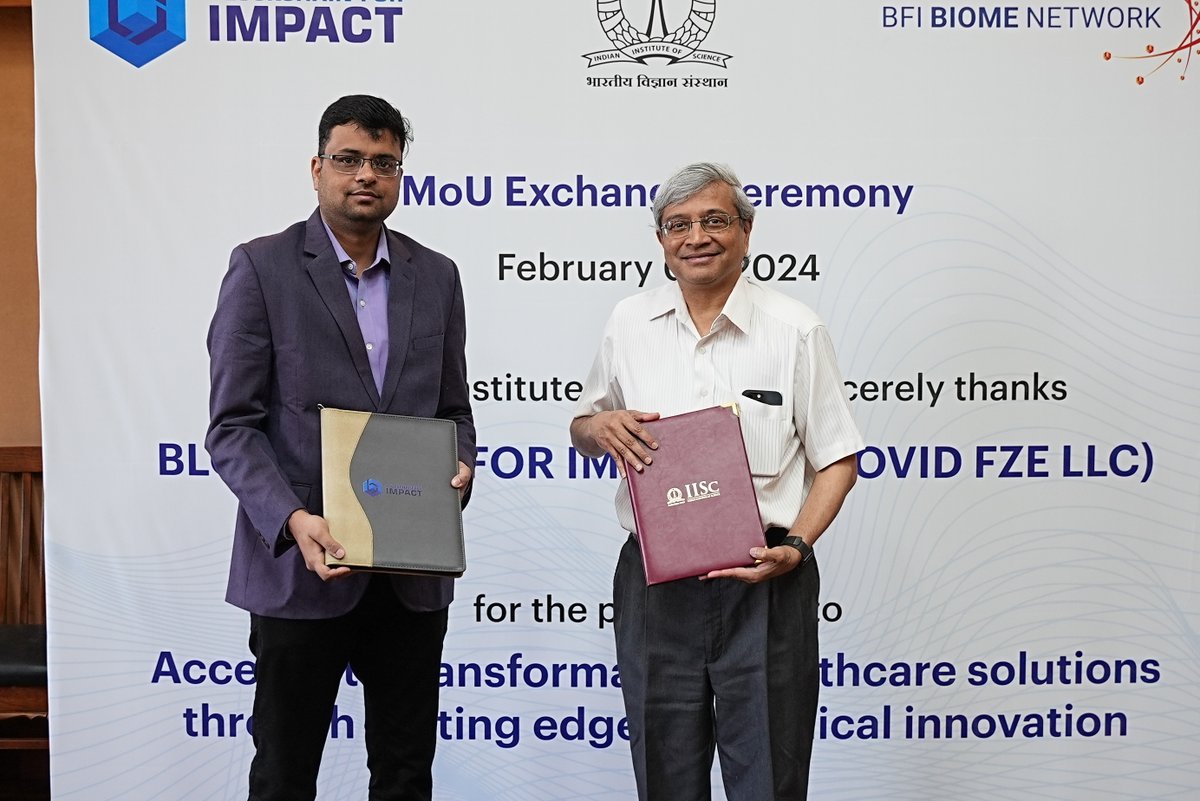 BFI_Impact's tweet image. Exciting news! Blockchain for Impact, dedicates $15M to BFI BIOME program for promoting Biomedical Research & Innovation in India. Begins with donation of $1M to prestigious Indian Institute of Science, Bangalore.
#BFI #BlockchainForImpact #IISc