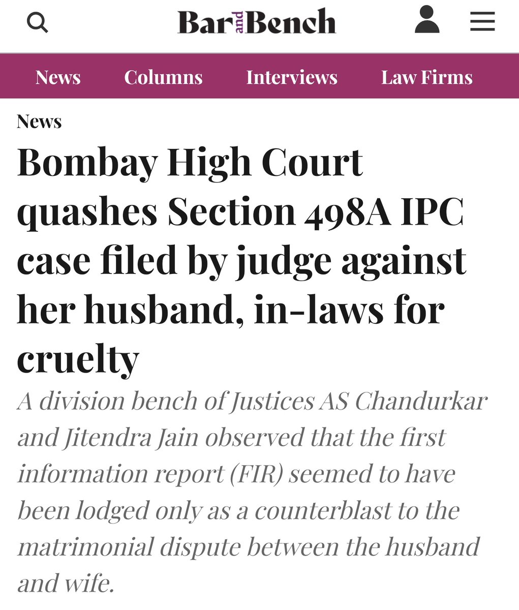 Salute to the courage of the husband for demanding dowry, if he actually did so. Imagine being in his shoe 

barandbench.com/news/bombay-hi…

#ShaadiLaw #GenderBiasedLaws #GenderBias