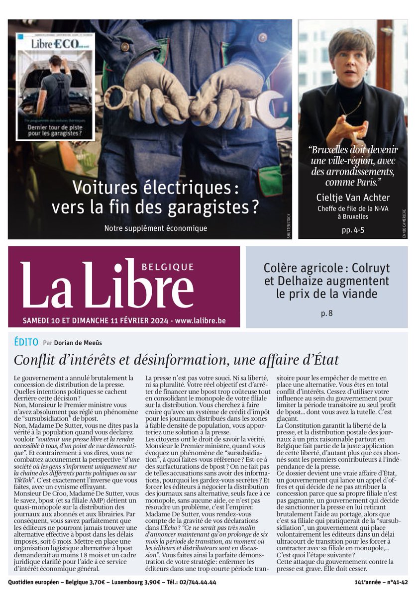 Voici la une de <a href="/lalibrebe/">La Libre</a> de ce samedi…