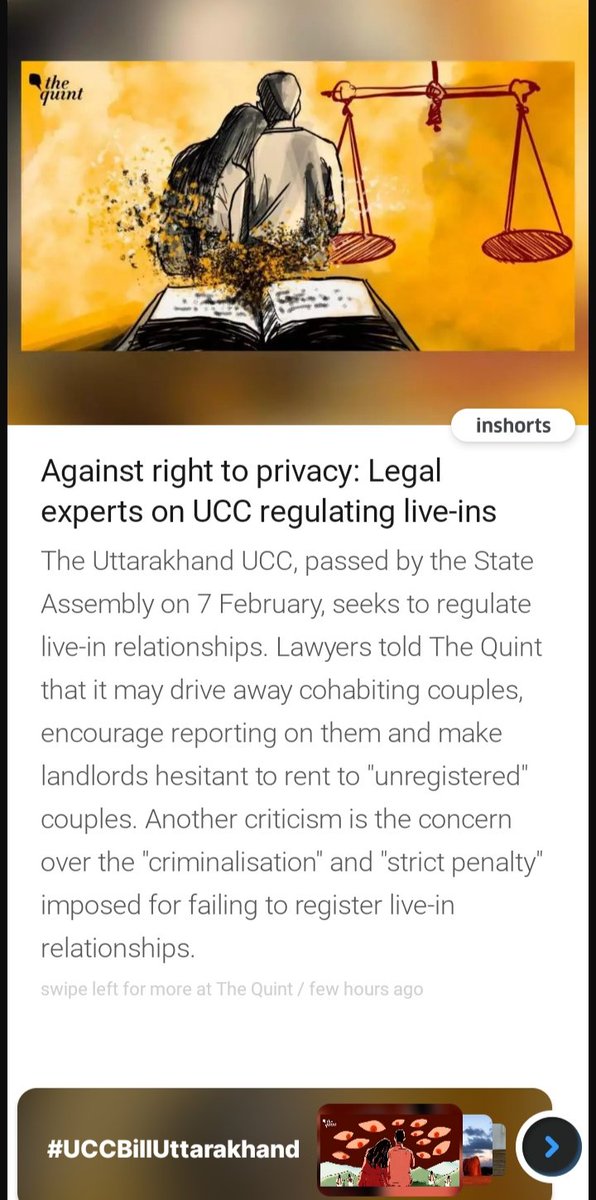 The legal eagles don't have anything to say about desertion clause in #UCCInUttarakhand but cry about how it violates privacy.

Why do you want a private relationship when post discord you want to make it public in courts and extort #1CroreAlimony from boyfriend ?