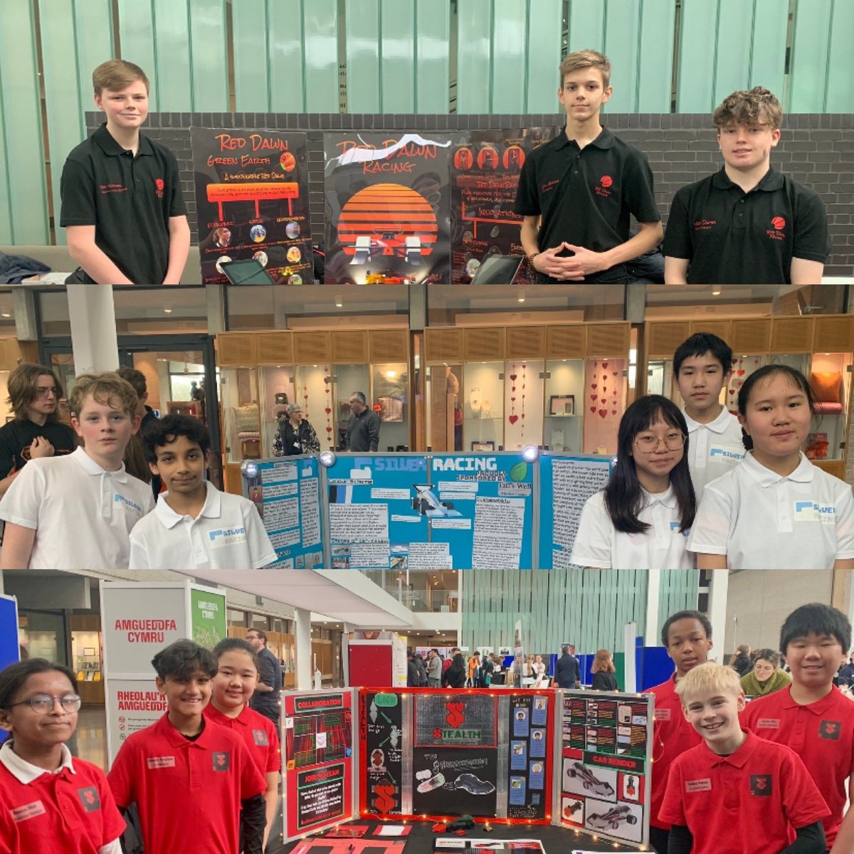 Our @f1inschoolsUK teams are all set up for the @EESWSTEMCymru South Wales Regionals. Good luck @red_dawn_racing @Silver_Racing47 and #Stealth Enjoy the experience! #SJCDT #SJCF1inSchools #SJCSeniors