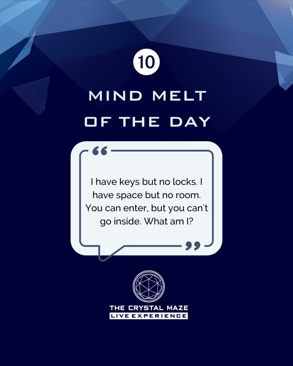 Another riddle for you... 🤔 Let's see who has the answer this time!  #mindmelt #BrainTeasers #PuzzleSolvers #LiveAdventure #crystalmazelive #thingstodolondon #experienceslondon