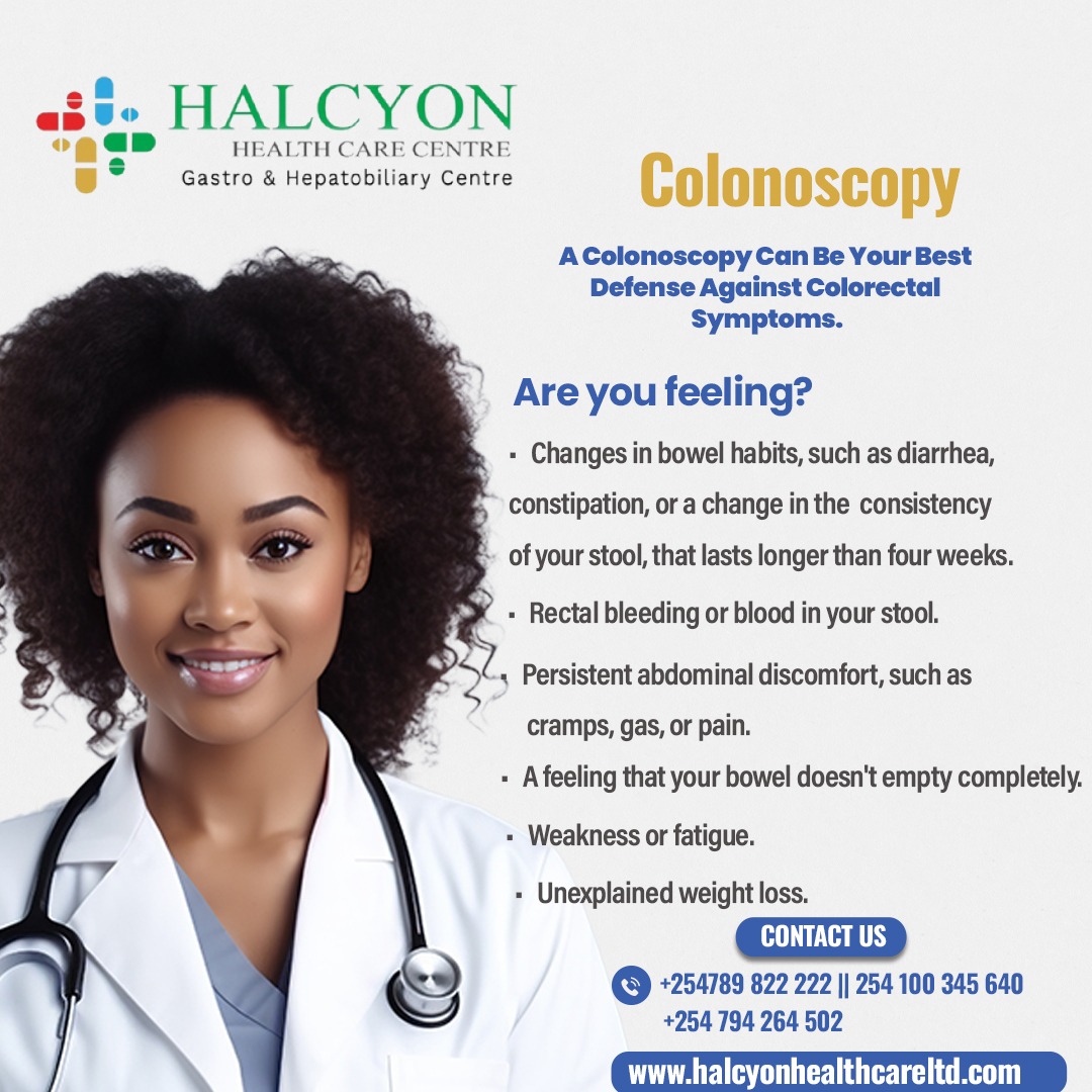 Explore the Inner Universe: Your Journey to Colon Health Starts with a Colonoscopy!🌟

📆 BOOK IN NOW!! 🩺

📲 +254789822222

OR

📩 info halcyonhealthcareltd.com

#HalcyonHealthcare#OfficeSuites#5thNgongAvenue#7thFloor#ColonoscopySavesLives#ScreeningForHealth#PreventColonCancer