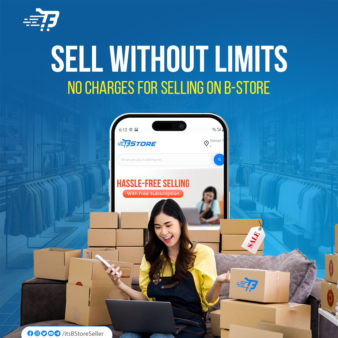 Unlock boundless opportunities with BStore! Sell without constraints and enjoy zero charges for listing your products. 

Seller Portal: seller.bstore.net/home 

#BStore #SellWithoutLimits #ZeroCharges #EcommerceRevolution #Promotion #SellForFree #RegisterNow #OnlineMarketplace