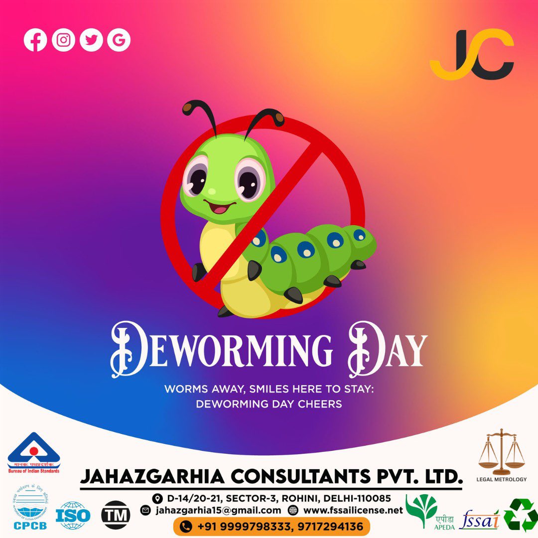 FSSAIConsultant's tweet image. National Deworming Day 🐛
#DewormingDay #ImportExportCode #FSSAI #FssaiLicense #FssaiRegistration #APEDA #EPR #eprcompliance #legalmetrology #lmpc #Trademark #TrademarkRegistration #startupindiaregistration #iso9001 #isocertification #spiceboard #copyright #FDAapproved #HACCP