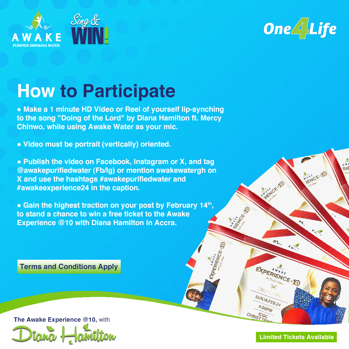 awakewatergh's tweet image. Its finally here folks! Your change to win a free ticket to @dianaahamilton &apos;s #awakeexperience @10 on February 18th, 2024, to be held at @ICGCChrist East - Teshie. Winners would be announced on Feb. 14th, and it could be YOU!
#HallelujahChallenge #kasapreko #UG #IsYourBooYourBoo