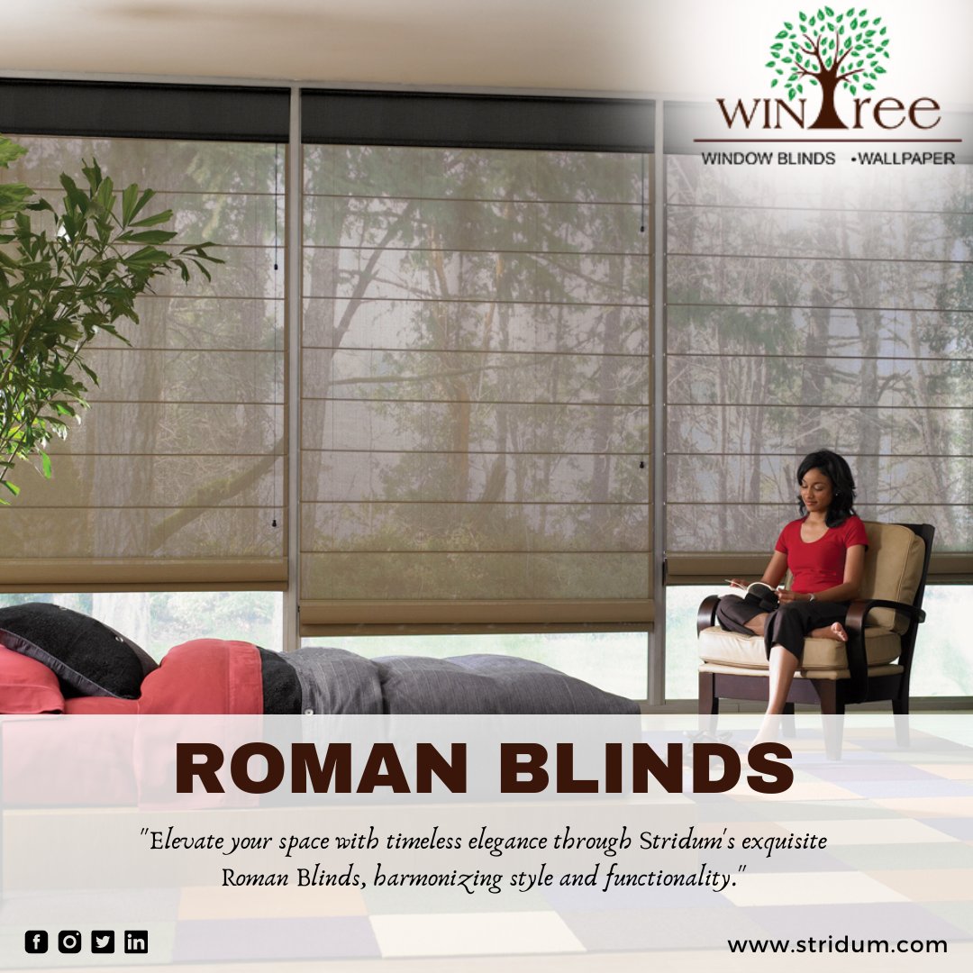 Elevate your space with our sleek Roman Blinds—perfect harmony of style and function. Transform any room effortlessly. 
.
.
#Stridum #RomanBlinds #HomeDecor #InteriorDesign #WindowTreatments #StyleUpgrade #Export