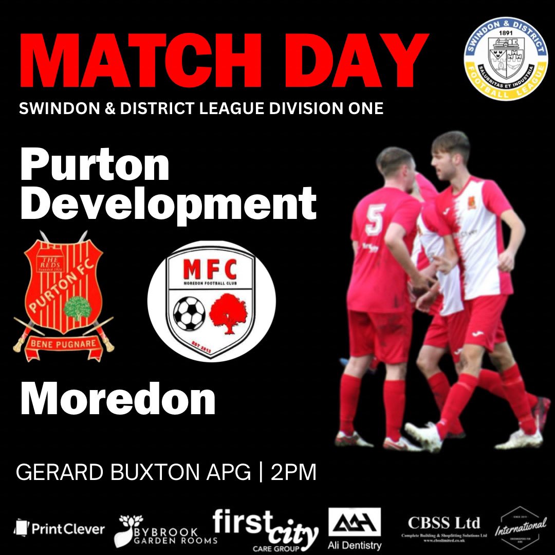 It’s match day… 

🏆 @sdflswindon Division One 
🆚 @MoredonFC 
📍 Gerard Buxton APG 
🕑 2pm kick off