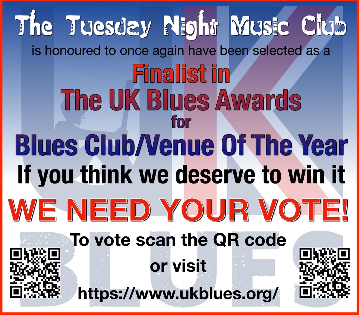 Voting Starts Today in The UK Blues Awards! We're up for Club of The Year and need your vote! Head to ukblues.org and re-post this like crazy! :) @whatsoninsurrey @gr8musicvenues @BBCSurrey @WhatsOnCroydon @cerysmatthews @UKBluesFed @WRINKLYCLUB @BraveRivalBand