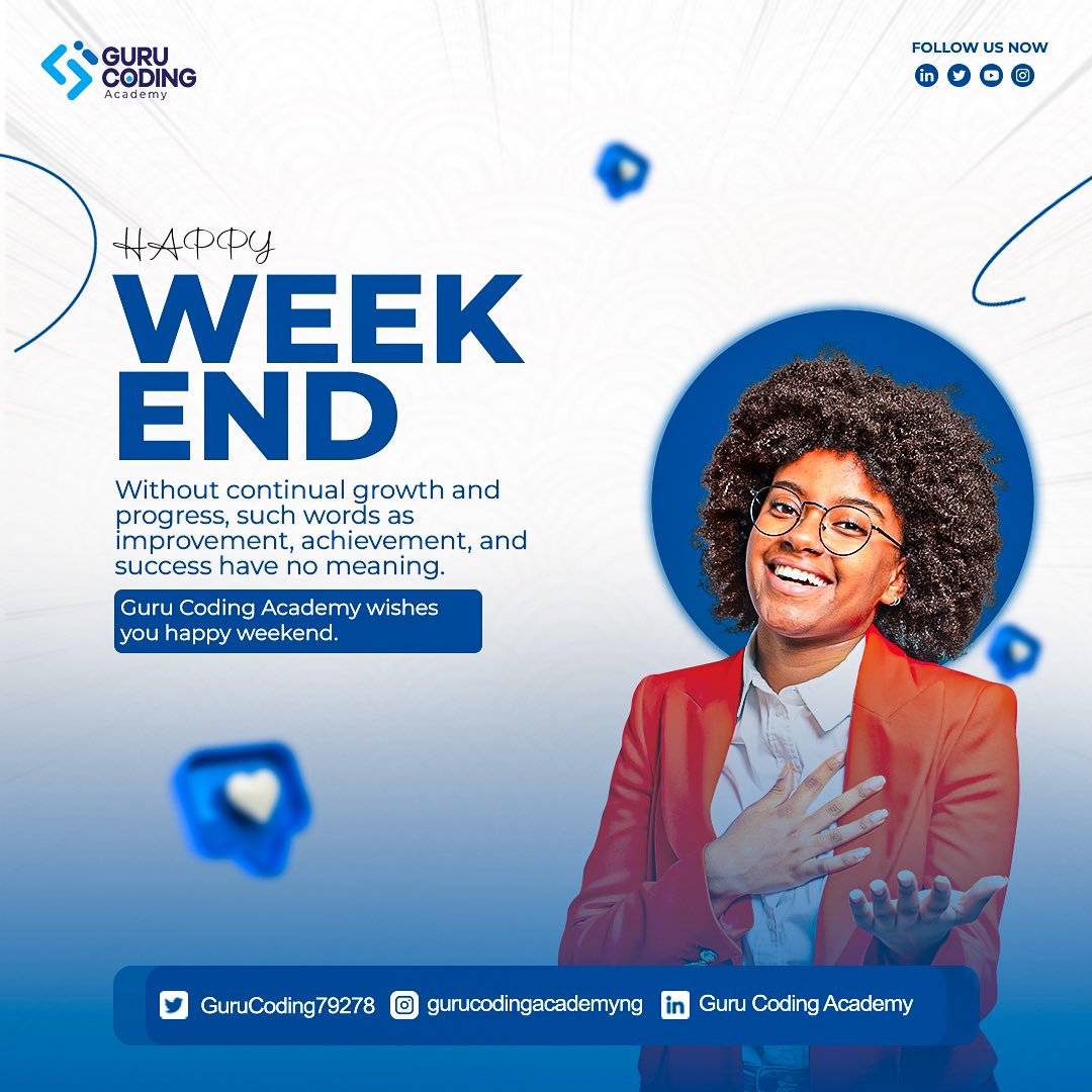 GuruCoding79278's tweet image. Have a great weekend #gurucodingacademy #codinglife #weekend