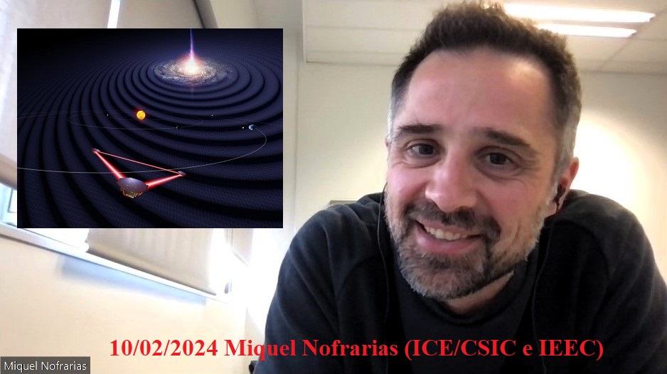 Manuel Seara Valero (@searavalero) on Twitter photo La <a href="/esa/">European Space Agency</a> ha dado luz verde al proyecto #LISA, una constelación de satélites que serán capaces de detectar ondas gravitacionales en el espacio con una precisión y sensibilidad sin precedentes. Hemos hablado con Miquel Nofrarías <a href="/miqno/">Miquel Nofrarias</a> (<a href="/ice_csic/">Institute of Space Sciences (ICE-CSIC)</a>
& <a href="/IEEC_SPACE/">Institut d'Estudis Espacials de Catalunya (IEEC)</a>) La <a href="/esa/">European Space Agency</a> ha dado luz verde al proyecto #LISA, una constelación de satélites que serán capaces de detectar ondas gravitacionales en el espacio con una precisión y sensibilidad sin precedentes. Hemos hablado con Miquel Nofrarías <a href="/miqno/">Miquel Nofrarias</a> (<a href="/ice_csic/">Institute of Space Sciences (ICE-CSIC)</a>
& <a href="/IEEC_SPACE/">Institut d'Estudis Espacials de Catalunya (IEEC)</a>)