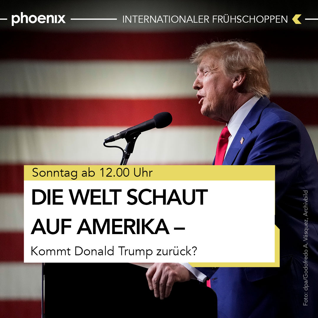 #internationalerfrühschoppen | Kommt Donald #Trump zurück? Was käme bei einem Wahlsieg auf den Westen zu? Darüber diskutiert @AnkePlaettner am Sonntag um 12.00 Uhr mit ihren Gästen @Erik_Kirschbaum, @helga_schmidt, Andrey Gurkov & Shi Ming. 📲 phoenix.de/s/1pp