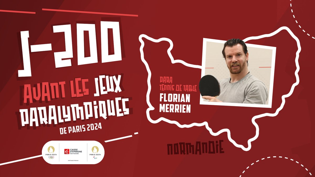 Caisse d'Epargne Normandie (@ce_normandie) on Twitter photo Plus que 200 jours avant le début des Jeux Paralympiques de Paris 2024 dont la Caisse d'Epargne Normandie est Partenaire Premium.
Nous sommes fiers de soutenir <a href="/flomerrienping/">Florian Merrien</a>, pongiste handisport 🏓, dans sa préparation aux Jeux.
#EnRoutePourParis2024 Plus que 200 jours avant le début des Jeux Paralympiques de Paris 2024 dont la Caisse d'Epargne Normandie est Partenaire Premium.
Nous sommes fiers de soutenir <a href="/flomerrienping/">Florian Merrien</a>, pongiste handisport 🏓, dans sa préparation aux Jeux.
#EnRoutePourParis2024