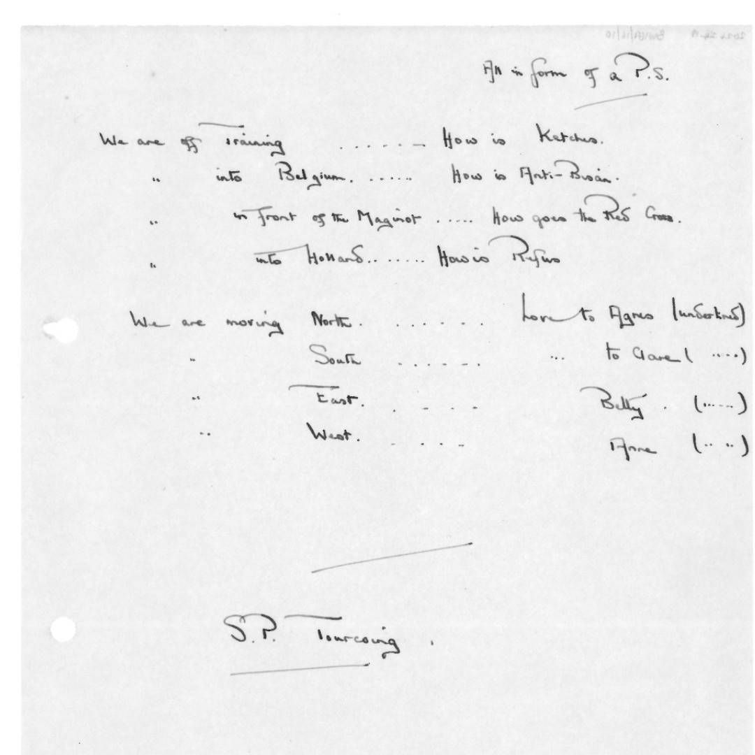 This document, by Stephen A. V. Russell outlines a secret code which could be used in letters to communicate with family while serving in Northwest Europe early in WW2. The code uses innocuous phrases like ‘How is Rufus’ to send messages about his movements.

#eyasecrets #eya