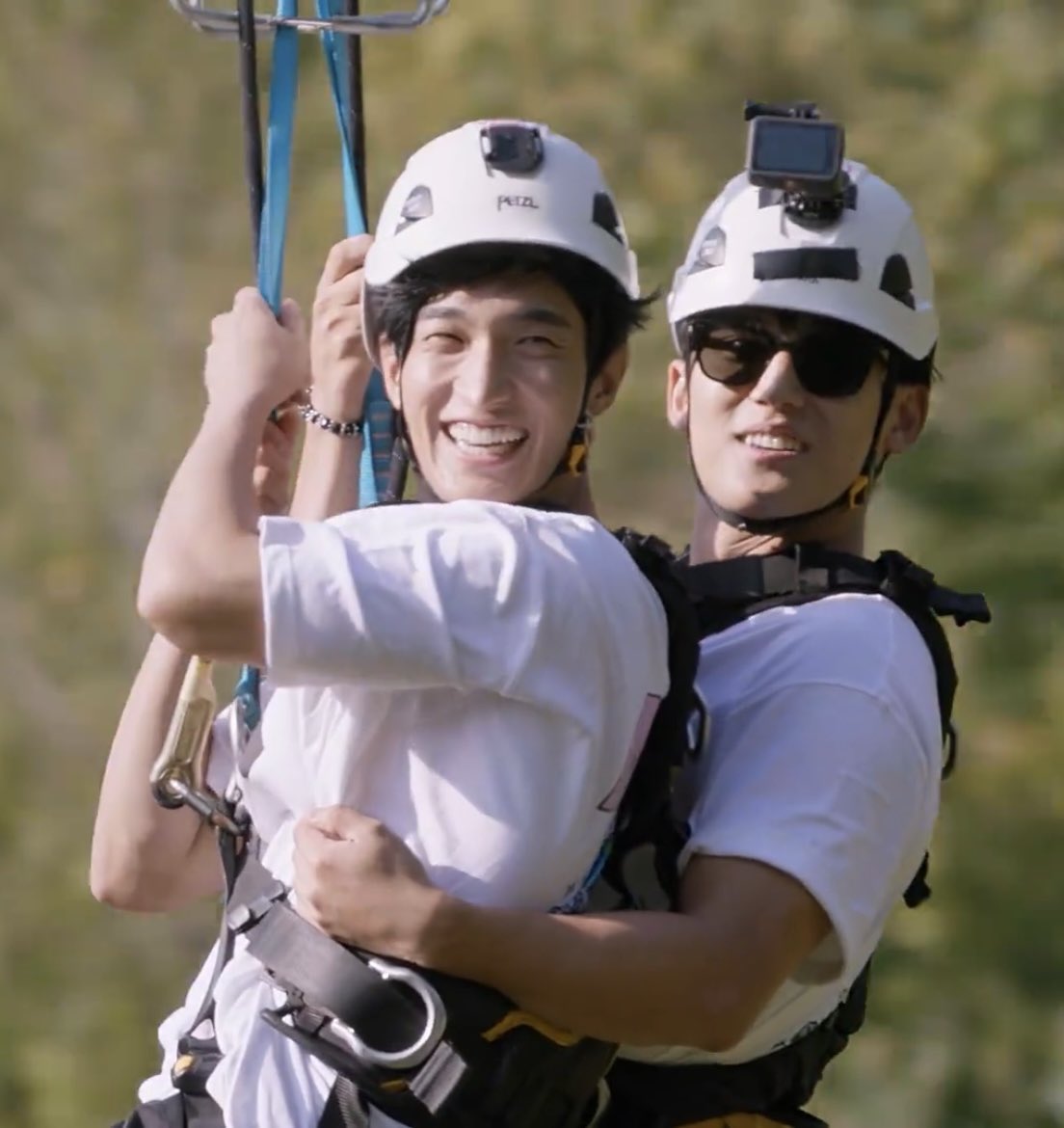 Dokyeom & mingyu were actually really scared to ride the zipline, but it was amazing that they both overcame their fear and went ziplining together. Their bright smiles before and after they rode the zipline🥹
They made each other feel safe..

Before                         After