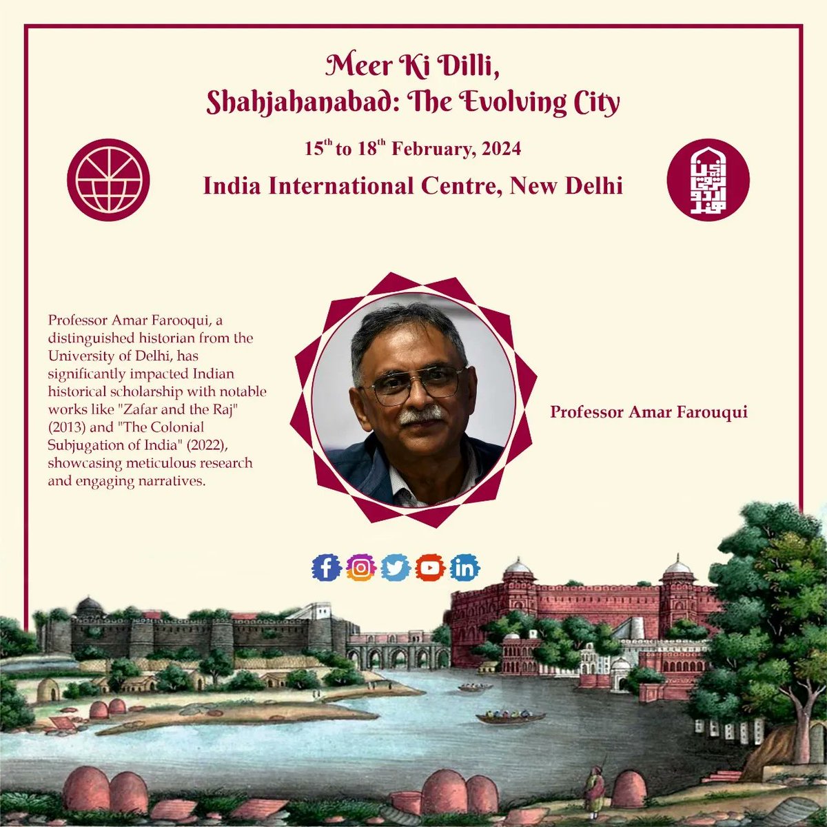 Professor Amar Farooqui, renowned historian, known for 'Zafar and the Raj' and 'The Colonial Subjugation of India,' will speak at 'Meer ki Dilli, Shahjahanabad: The Evolving City' at IIC on Feb 17 2024, 10:30 a.m. to 12:00 p.m. Free entry for all
#puranidilli #literaryfestival