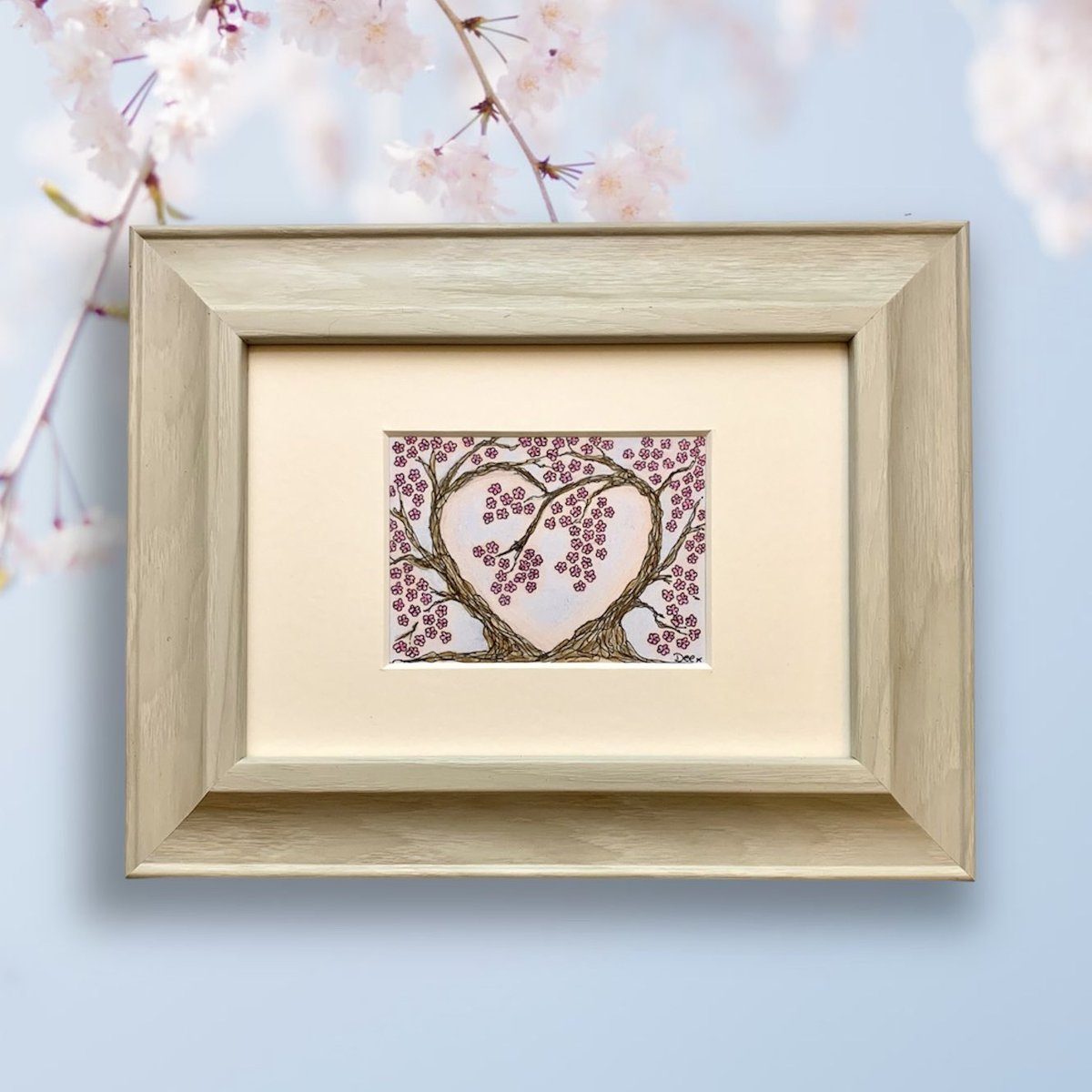 🌸 Cherry Blossom Love 🌸
Hand-drawn original miniature art - mounted and framed: deejavuart.etsy.com/listing/167493…

#shopindie #giftfinder #UKGiftHour #UKGiftAM #giftideas #EarlyBiz #UKWeekendHour #CraftBizParty #crafturday