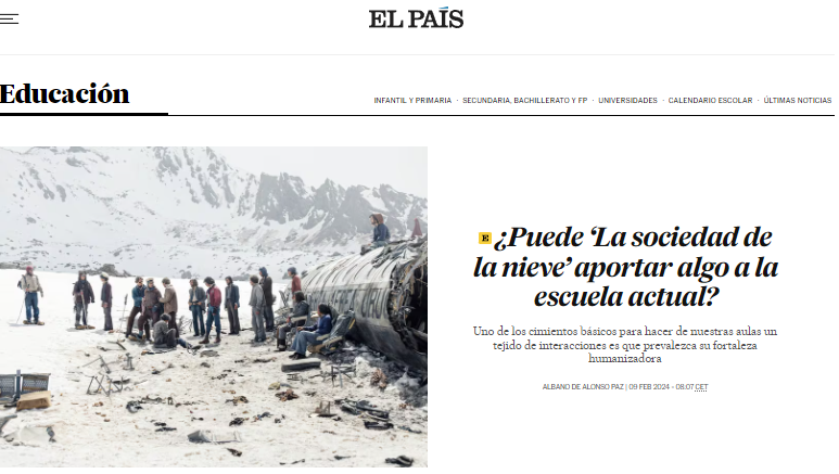 Ayer publicaron en <a href="/el_pais/">EL PAÍS</a> una tribuna de opinión en donde hablaba sobre la forma en la que la historia real de los supervivientes del accidente aéreo de los Andes, que pasaron mas de setenta días solos en la nieve, puede influir en nuestra forma de entender la escuela actual.🧵