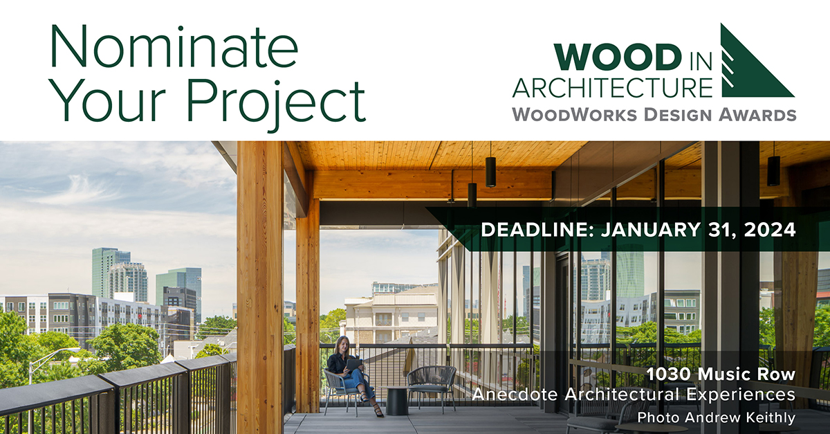 WoodWorksUS (@woodworksus) on Twitter photo The deadline to nominate projects for the 2024 Wood in Architecture Awards is this Wednesday! (1/ 31). Finish your nomination: woodworks.org/nominate
Have last minute questions about submitting a project? Email us: info@woodworks.org
#woodinarchitecure #designawards The deadline to nominate projects for the 2024 Wood in Architecture Awards is this Wednesday! (1/ 31). Finish your nomination: woodworks.org/nominate
Have last minute questions about submitting a project? Email us: info@woodworks.org
#woodinarchitecure #designawards